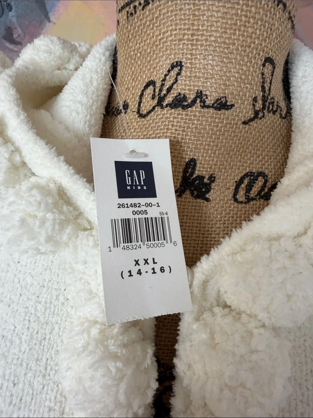 GAP Girl’s XXL Cream Bouclé Hooded Jacket with Pom Trim